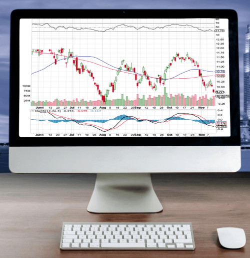 Computer showing a trading chart. You can build a computer specifically built for trading. 